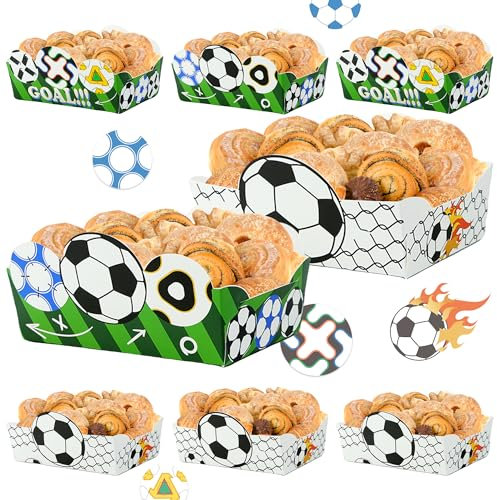 Haxpacal 36pcs Soccer Disposable Paper Food Trays for Soccer Theme Birthday Decorations Sports Fans Trays Party Favors, dmsj-Party Bowls 010