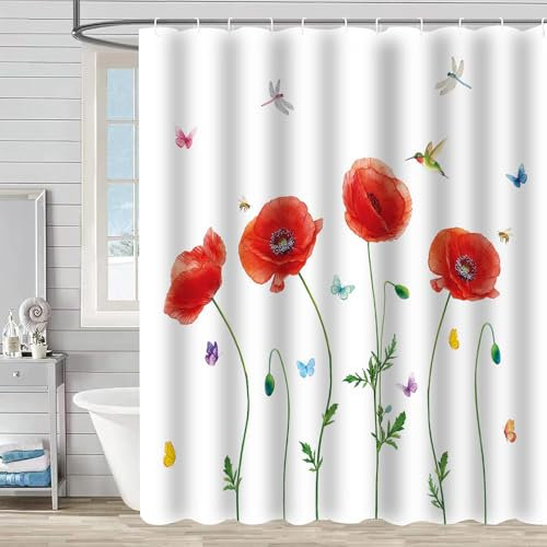 FAIRYGATE Duschvorhang aus Stoff Duschgardine Bathtub Curtain Duschvorhang Wasserdicht und Schimmelresistent für Badezimmer 180x180cm Weiß für Badezimmer Waschbar und Schnell Trocken B9814