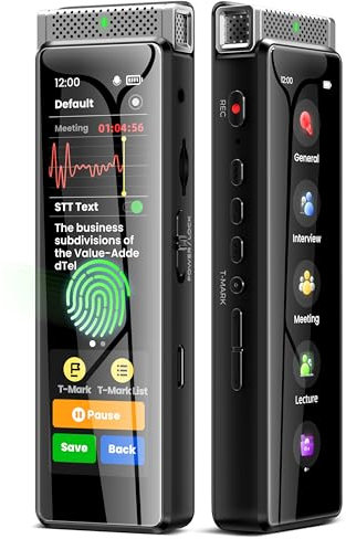 innioasis R1 Digitales Diktiergerät mit Wiedergabe, 136 GB, vollständiger Touchscreen-Diktiergerät mit KI-intelligenter Transkription und Bluetooth, sprachaktiviertes Sound-Audiorecorder-Gerät mit