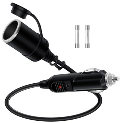 HuaLiSiJi Zigarettenanzünder Verlängerungskabel 12V 24V Zigarettenanzünder Kabel 16AWG Verlängerung Zigarettenanzünder Kabel mit LED, für Auto Boot (1 m)