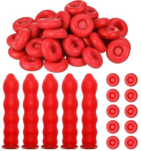 30 Stück Rote Latex Kartuschenspitzen,Silikonspitzen für Abdichten Düsen,Silikonkartuschen Abdichten Kappen,zum Abdichten und Konservieren Offener Dichtungsrohre