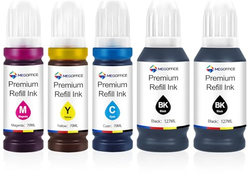 Kompatible für 104 Tinte Ersatz für Epson 104 103 102 Tinte 5-Pack | für Ecotank ET-2710 ET-2711 ET-2712 ET-2715 ET-2720 ET-2726 ET-2810 ET-2815 ET-2820 ET-2821 ET-2826 ET-4700 ET-4800 ET-4810