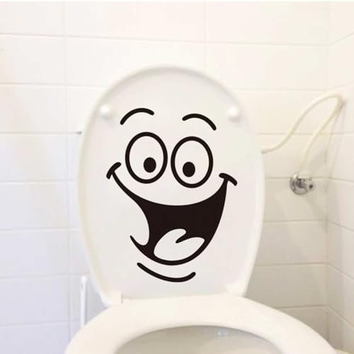 2 adesivi con coperchio del WC, Smiley Face Wc, adesivi impermeabili in PVC, per il bagno, la cucina, gli adesivi da parete