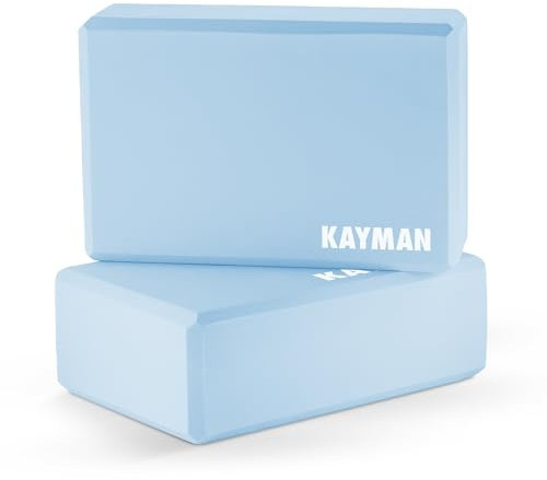 Kayman Yoga-Block, hochdichte, langlebige EVA-Schaum-Blöcke mit rutschfester Oberfläche, tragbare, leichte Yoga-Nackenrolle, ideal zur Verbesserung der Flexibilität, Balance und Ausrichtung, Blau, 23