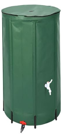 Baoblaze Foldable Rain Barrel Green Water Container PVC with Overflow Kit Folding Rainwater Storage Tank Rain Water Collection Barrel, 100L