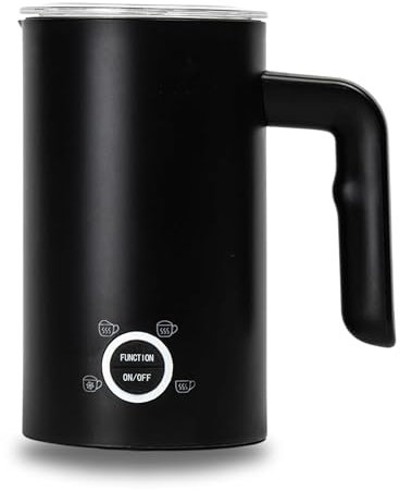 HMIR Black Milk Frother Electric - 500W, 4-Function Heater, 300 ml Capacity, Automatic Coffee Whisk & Shut-Off, LED Backlit Selector, Iced Coffee Maker, Instant Hot Chocolate Machine