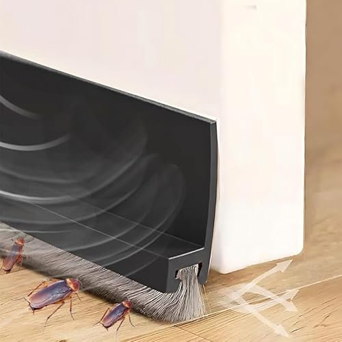 Vingspina 100cm Nero Paraspifferi per Porte, Paraspifferi Sottoporta, Guarnizione a Spazzola per Porte, Barriera Sottoporta Anti Insetti, Polvere, Aria Fredda, (black)