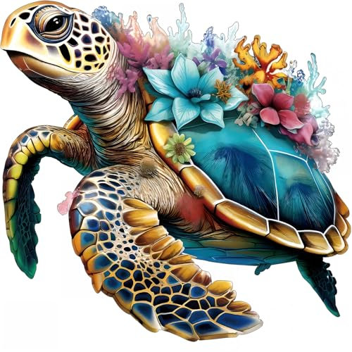 Holzpuzzle Erwachsene, einzigartige Holz Puzzle, Wooden Puzzle, Meeresschildkröten L