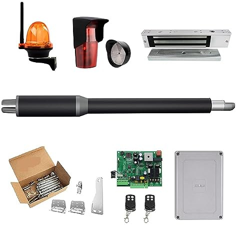 Electric Gate Opener Kit, Single Swing Automatic Door Opener - 10 Feet Long 450 Lbs Solar Control Electric Lock Door Opener(Bianco)