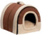 Hollypet Katzenbett Kleines Hundebett, 2-in-1 Faltbare Haustierbett für Katzen & Kleine Hunde, Warmes Höhlennest Kristallsamt-Katzenhöhle Indoor Outdoor, Kaffee