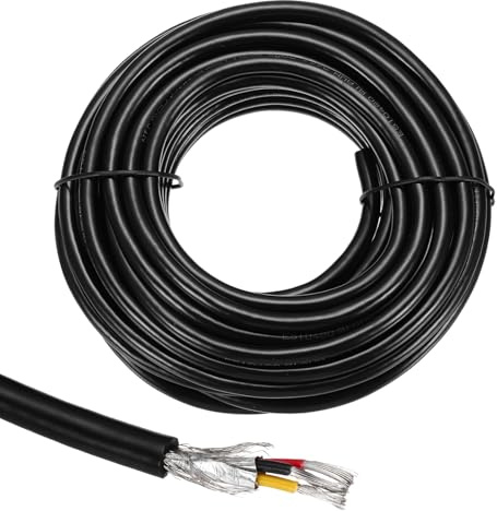 sourcing map 1Pcs UL2464 Shielded Cable 18AWG 9.14m(30 Ft) 300V 3 Conductor PVC Electrical CNC Wire with Double-Layer Shielding for Home Appliances, Automotive Wiring