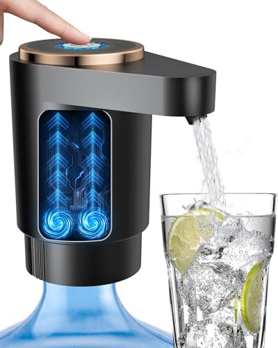Cozycharm Wasserspenderpumpe für Kanister, tragbar, elektrisch, mit USB-C-Aufladung, Doppelmotor, schneller Durchfluss, ideal für Zuhause, Büro, Camping, Wohnmobil, Schwarz
