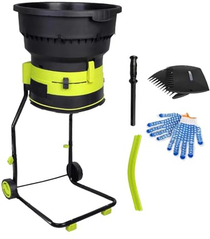 Biotrituratore Elettrico da Giardino 2500W, Trituratore Foglie 8000RPM, Mulcher per Compostaggio con Riduzione 17:1, Sacco Raccoglitore, Hopper Ampio e Ruote Portatili(Powercordx30m)