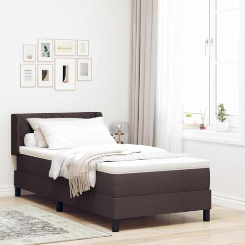 QJBSAVVA Boxspringbett 100x200 cm Dunkelbraun, Schlafsofa mit Multizonenmatratze, verstellbarem Kopfteil, stabilem Rahmen für Einzelperson
