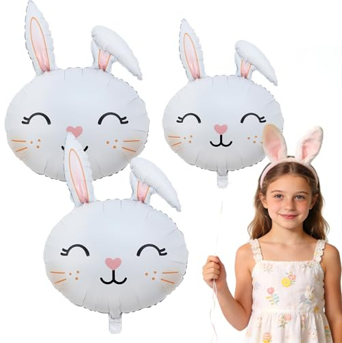 2Pcs Easter Balloons Foil, Bunny Balloons, Easter Bunny Balloon, Rabbit Bunnies Foil Balloon, Easters Decorations, for Easters Party Decorations, Birthday, Home Decor, Themed Party Decoration
