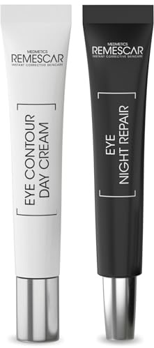 Remescar Hydrate & Repair Augenpflege Set – Tagescreme + Nacht Reparatur Creme für Augenkontur – Reduziert Augenringe Tränensäcke Krähenfüße – Feuchtigkeit Straffung Anti-Aging Augenpflege