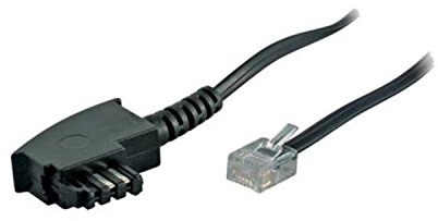 ecabo 15m TAE-F Stecker auf RJ11 DEC-Stecker Anschlusskabel – Westernstecker – NTBA-Kabel – Splitter-Kabel – DSL / VDSL – Flachkabel – schwarz – für NTBA, Splitter