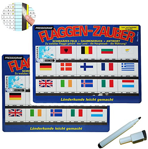 alles-meine.de GmbH Stift + Pressogramm: schreib und wisch Weg - Flaggen + Länder/Europa - Fahnen + Haupstadt + Währung - Geografie/Länderkunde + Lernen - Geographie Städte -..