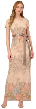 Adrianna Papell Damen Short-Sleeve Floral Matteleasse Column Gown Kleid für besondere Anlässe