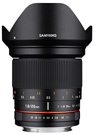 Samyang DSLR - Objetivo fotográfico para Pentax (20 mm, F1.8 ED, AS UMC), Negro