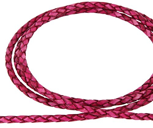AURORIS - Lederband geflochten - Durchmesser/Farbe/Länge wählbar - Variante: Ø 3mm / pink / 3m