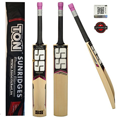 SS Sunridges Cricketschläger Gladiator-Kashmir-Weide, volle Erwachsenengröße, kurzer Griff, mit kostenloser Sunridges Schlägerabdeckung, geeignet zum Spielen mit normalem Korkball oder schwerem