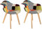 HOME DECO FACTORY The HD3096 Sessel, skandinavisch, Patchwork, Holz + Polyester, Mehrfarbig, 62 x 60,5 x 86 cm, 2 Stück