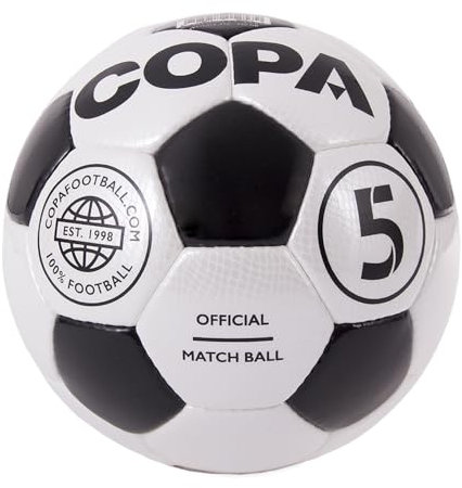 Copa Fußball Retroball Match 70er Jahre weiß-schwarz weiß-schwarz, Größe 5