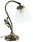 Licht-Erlebnisse Premium Tischleuchte Messing Glas bronziert Weiß Schlafzimmer 32 cm hoch E14 max. 40W blendarm Blüte Florale Tischlampe Wohnzimmer