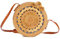 Ulisty Creux-Sculptés Tissé de Fleurs Rond Fait Main Sac en rotin Cercle Sac de Paille Panier de tissé à la Main Sac de Plage d'été Sac d'épaule Sac bandoulière Sac à Main pour Femmes/Filles