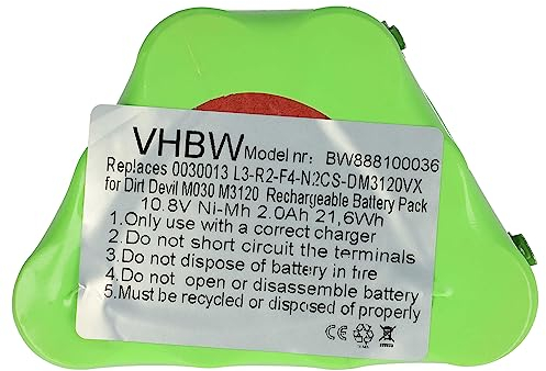 vhbw Akku kompatibel mit Dirt Devil M3120, M030 Staubsauger (2000 mAh, 10,8 V, NiMH)