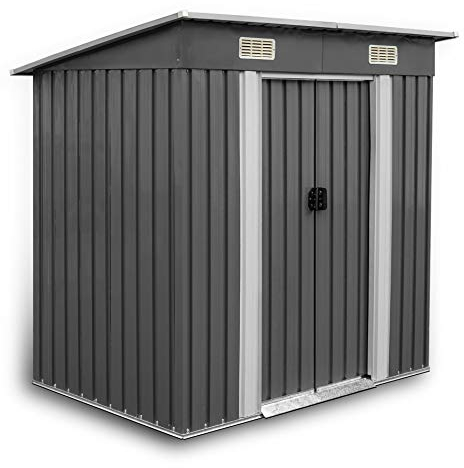 Estexo GGS Abri de jardin en métal galvanisé anthracite avec toit en appentis 190 x 121 x 180 cm
