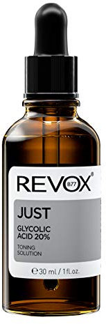 REVOX B77 - Just Acido Glicolico 20%, 30 ml, Siero all'Acido Glicolico, Soluzione Tonificante, Esfoliante per il Viso, Migliora la Consistenza, Uniforma il Tono, Riduce Rughe e Macchie Scure