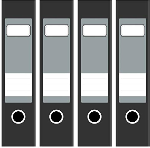 Ordneretiketten | 4 Aufkleber für breite Akten-Ordner | Farbe Grau Blau | selbstklebende Design Akten-Etiketten | Deko Sticker für Rückenschilder Ordnerrücken | zum Beschreiben