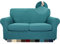 MAXIJIN Sofabezug 2 Sitzer Couchbezug Stretch mit Separatem 2 Kissenbezügen Schonbezug Wohnzimmer Sofa Sofahusse mit Elastische Bänder und Schaumstoffstäbe (2 Sitzer, Pfauenblau)
