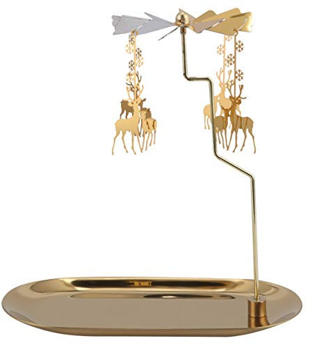 Amosfun Weihnachten Charmante Rentier Spinnen Kerzenhalter Rentier Charms Designs Drehen Sich herum Wenn Kerze Brennt Weihnachten Schmuck Geschirrtablett