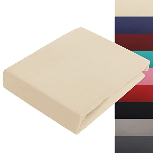 Spannbettlaken 90x200-100x200 cm Thermo Fleece Winter Flausch Bettlaken Spannbetttuch Weich Gemütlich Microfaser Teddyflausch, Farbe Beige