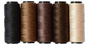 5 Rollen Nähgarn für Nähen Haarverlängerungen Perücken DIY (Schwarz, Braun, Dunkelbraun, Beige, Khaki)