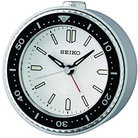 Seiko Alarm Clock, Plastic, Silver/Black, 95 mm
