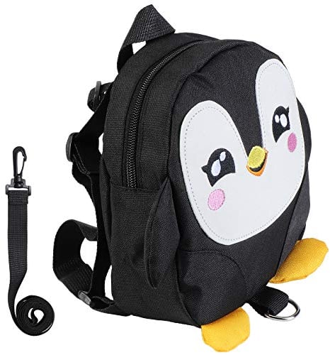 KEESIN Baby Kleinkind Kinderrucksack, süßer Babyrucksack mit Tierkarikatur süßer Pinguin für Alter 1-6 Jahre Kinder, Kleinkinder, Jungen, Mädchen (Black)