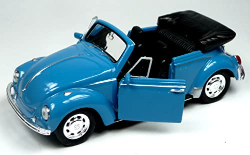 generisch Welly Modellauto kompatibel mit VW Käfer Cabrio Modellauto 11-12 cm Metall/Kunststoff blau