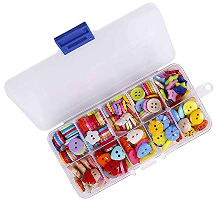 Bunte Knöpfe Set,240 Stück Farbige Knöpfe Cartoon Knöpfe Handgemachte Holzknöpfe für Baby Scrapbooking DIY Dekorationen