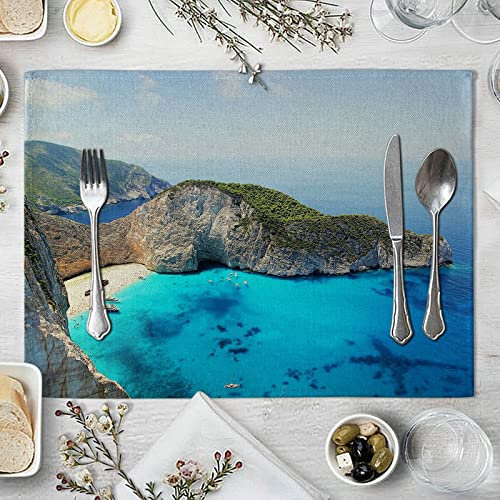 Gualiy Platzdeckchen Set 8er, Tischmatte Küche 42 x 32 cm Schöne Insel Platzset Für Glastisch