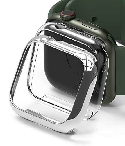 Ringke Slim Case [2 Stück] Kompatibel mit Apple Watch Series 9/8/7 (41mm) Hülle Schlanke und Leichte PC Schützhülle - Clear & Chrome