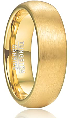 Corato Herren Damen Ring aus Wolframcarbid 6mm Hochzeit Verlobungsring mit Gold Gebürstet Finish Größe 52(16.6)