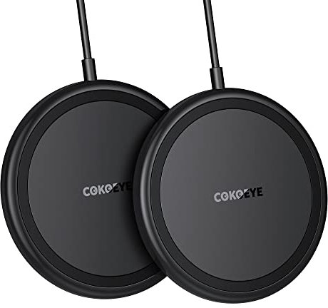 COKOEYE Wireless Charger, 15W Max Fast Wireless Charging Pad 2-Pack Compatible with iPhone16/16Plus/16Pro /16ProMax/iPhone15/15Pro/15Plus/14/13/12/Samsung S24 /S24Ultra/S23Ultra/S22/S21,AirPods Pro 2