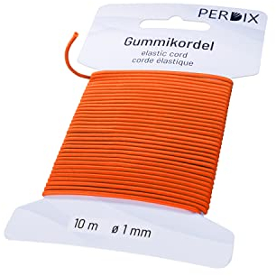 perdix Gummiband, elastische Kordel 1 mm, 10 m orange, Gummiband für Armbänder, Zelt, Rucksack, Garten, Hutgummi, Gummischnur