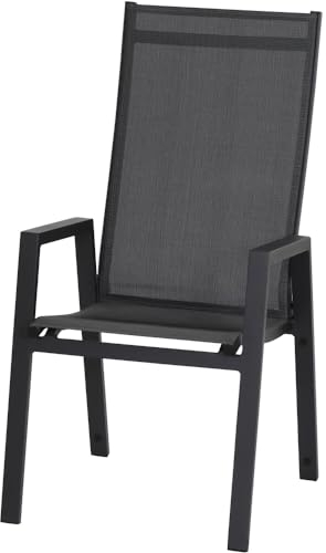 Siena Garden Savona Stapelsessel High Back, matt-anthrazit Alu, Textilbezug Silber-schwarz