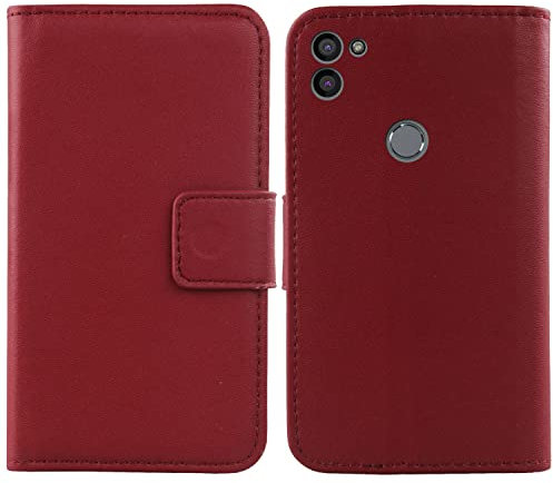 Cheshaoping Echt Leder Tasche Für Gigaset GS5 Senior / GS5 Lite/Volla Phone 22 TPU Silikon Hülle Handy Flip Lederhülle Handyhülle Brieftasche Kartenfächer Schutz Premium Case Cover Etui (Dark Rot)