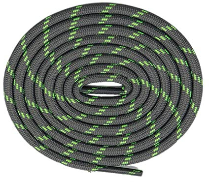 KIANSLA Lacci per scarpe da 4,5mm Lacci da trekking durevoli Corde in poliestere a doppio colore, Verde neon grigio